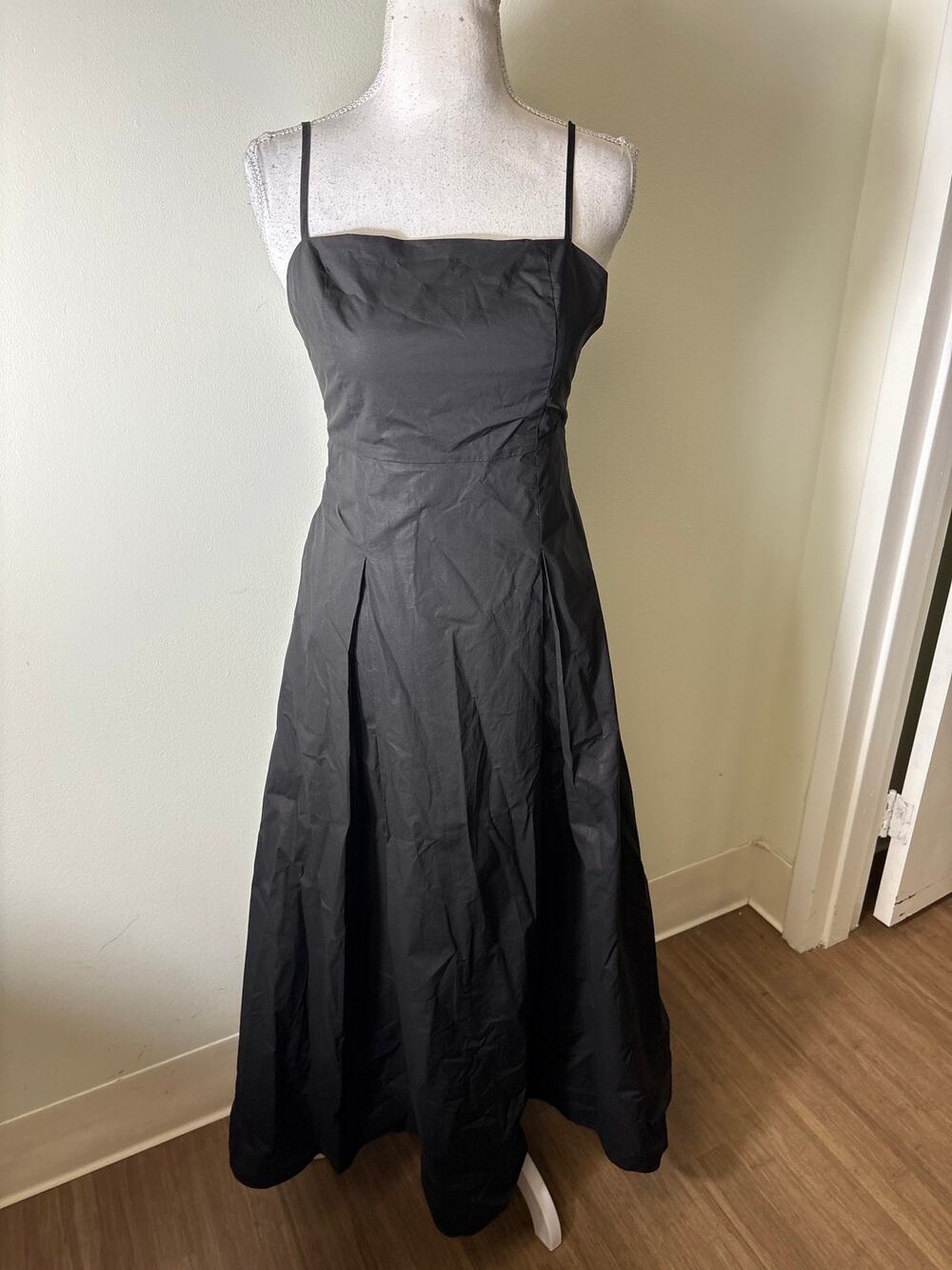 Rue Sophie Black A Line Spaghetti Strap Dress Sz XS